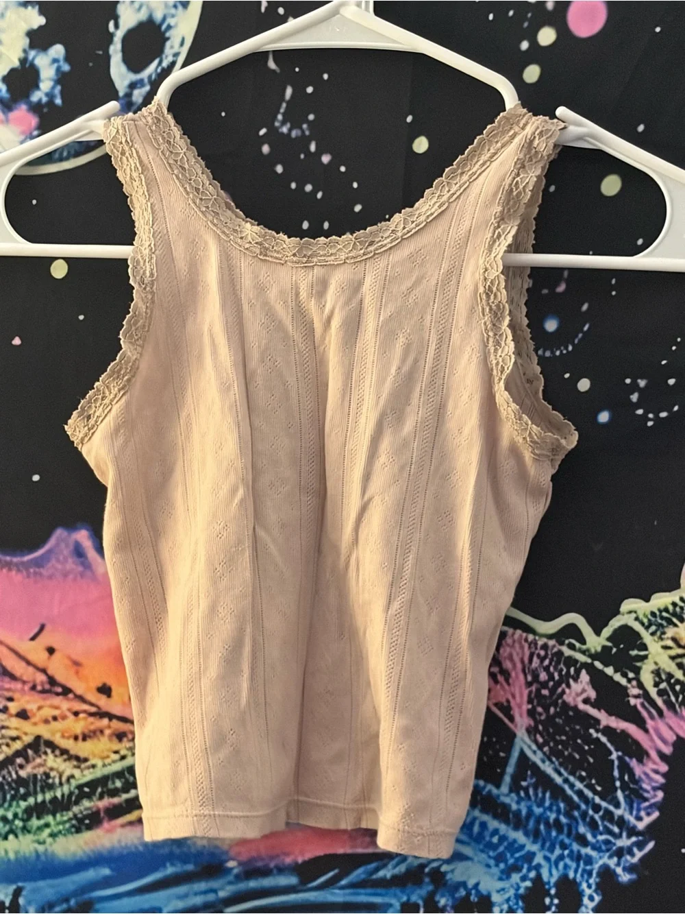Zara Beige Lace-Trim Camisole